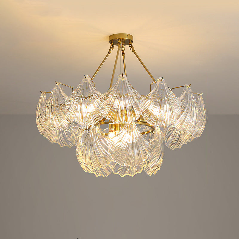 Postmodern Chandelier Light Fixture Metal Glass Shell Decorative Chandelier for Hotel