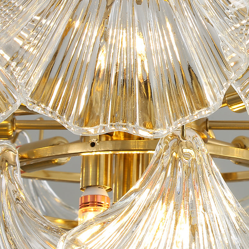 Postmodern Chandelier Light Fixture Metal Glass Shell Decorative Chandelier for Hotel