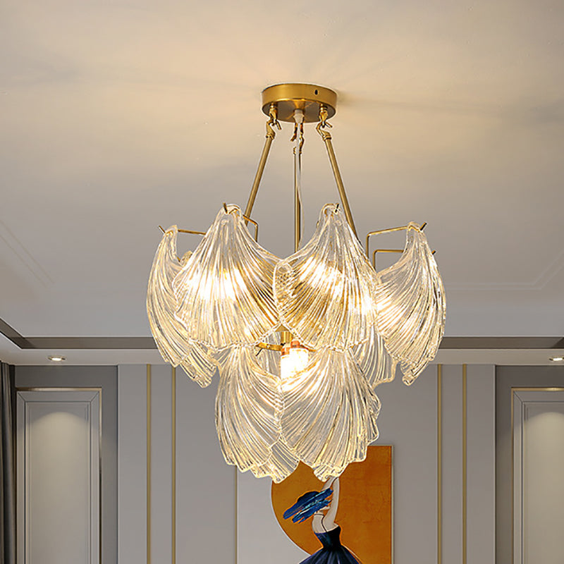 Postmodern Chandelier Light Fixture Metal Glass Shell Decorative Chandelier for Hotel
