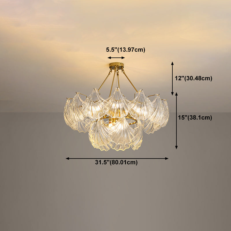 Postmodern Chandelier Light Fixture Metal Glass Shell Decorative Chandelier for Hotel