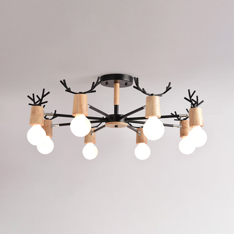 Geweihform Kronleuchter Lichter moderne Holzleuchterbeleuchtung.