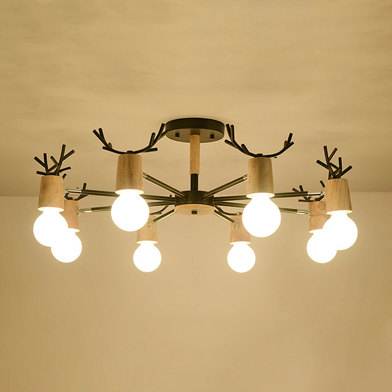 Geweihform Kronleuchter Lichter moderne Holzleuchterbeleuchtung.