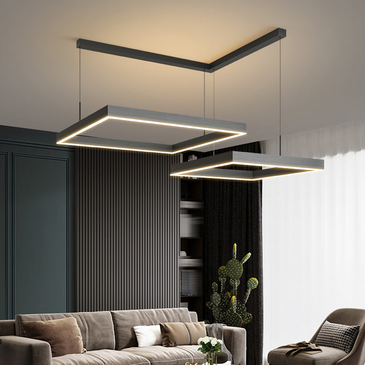 Moderne quadratische Form Kronleuchter Lichter Metall Kronleuchter Beleuchtung in Schwarz