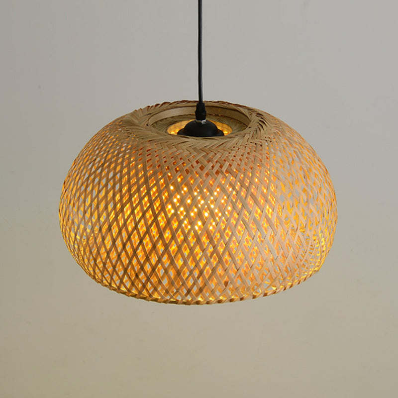 Cross-gewebter Bambusanhängerlampe Asiatischer Stil 1 Glühbirnen-Federleuchte