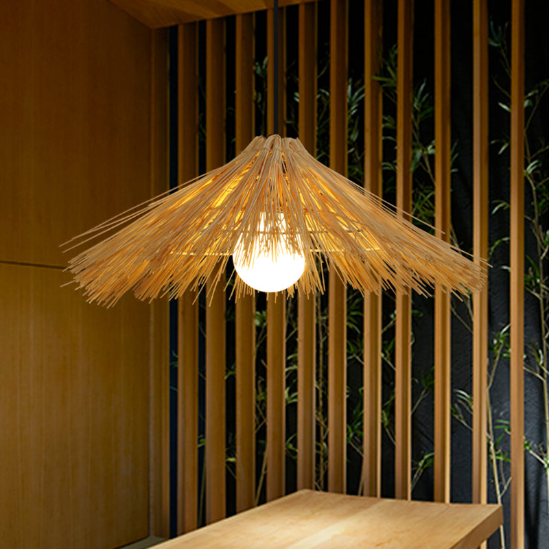 Asia Bamboo Down Down Hat comedor comedor colgante de la luz del techo con 1 luz