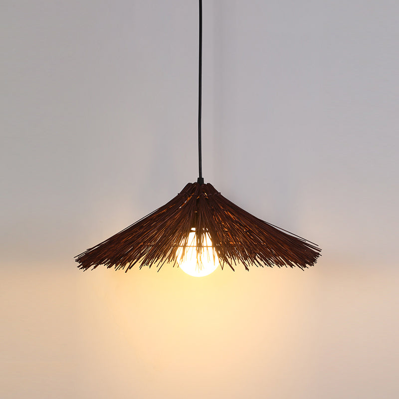 Asia Bamboo Down Hanghangende hoed eetkamer hangend plafondlicht met 1 licht