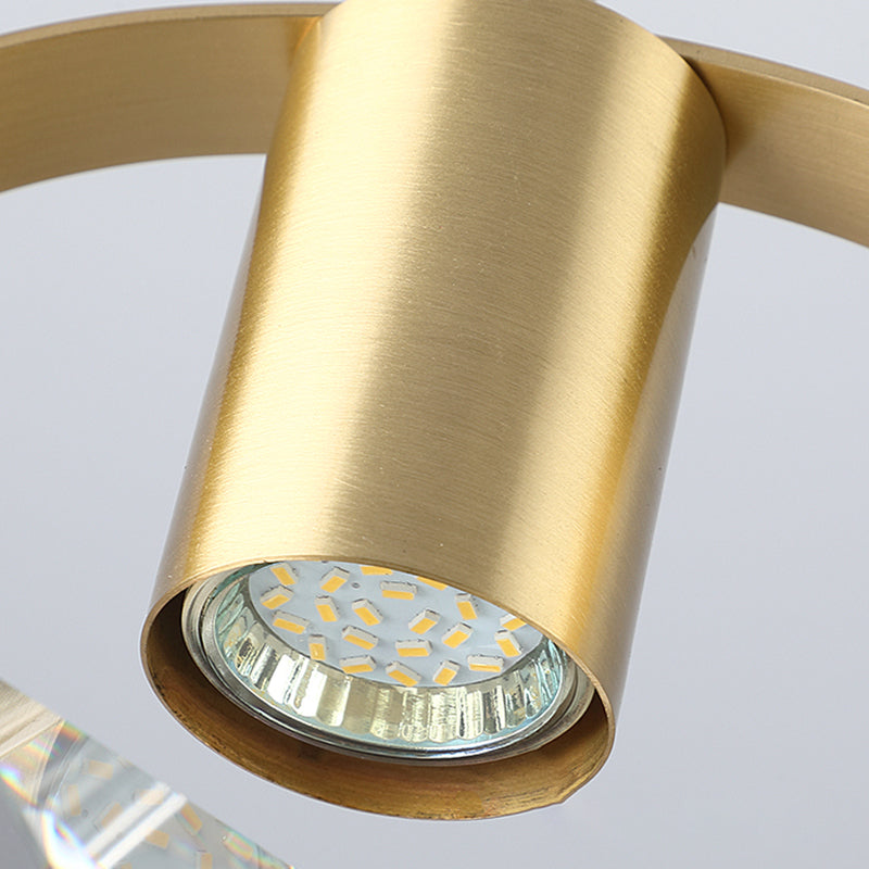 Geometry Shape Crystal Pendant Light Modern Style Single Light Hanging Lamp in Gold