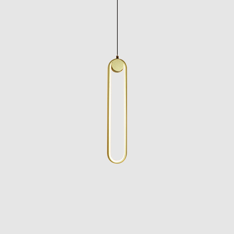 Linear Shape Metal Pendant Light Modern Style 1-Light Hanging Lamp