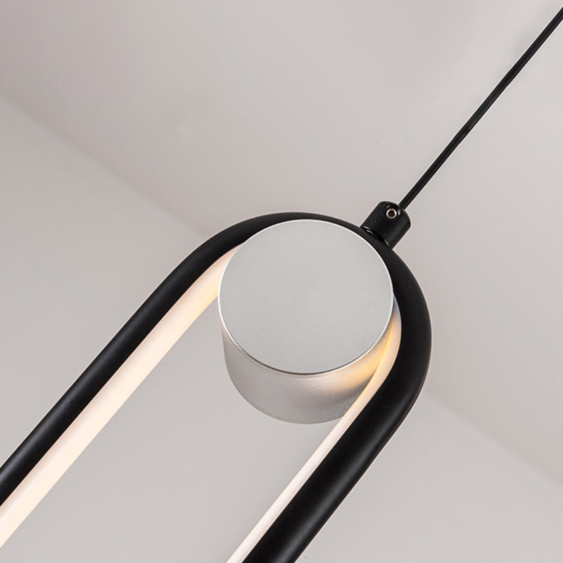 Linear Shape Metal Pendant Light Modern Style 1-Light Hanging Lamp