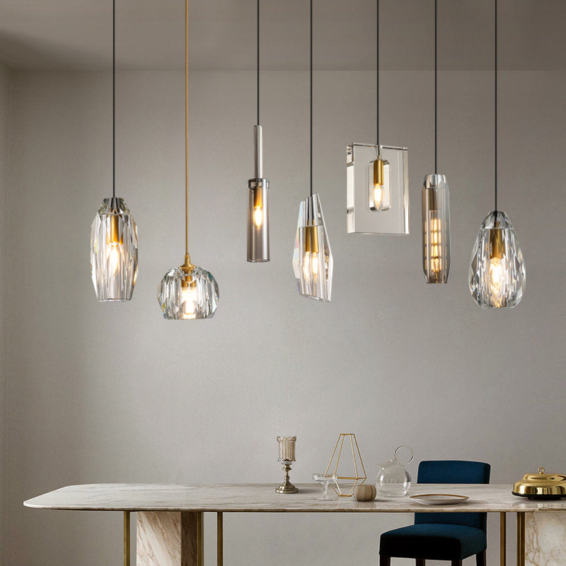 Modern Minimalist Hanging Light Crystal Pendant Lighting Fixture for Dining Room