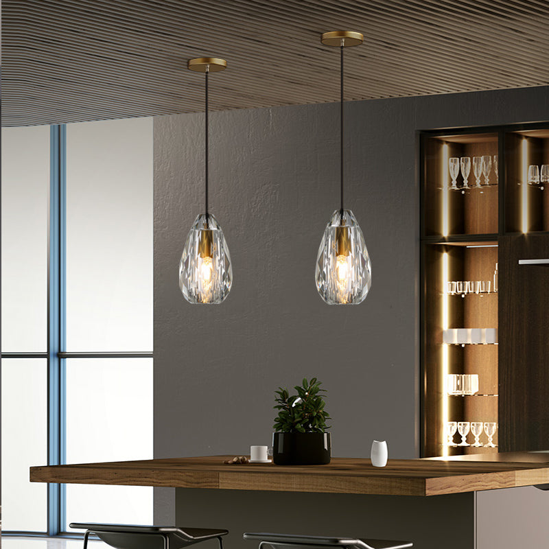 Modern Minimalist Hanging Light Crystal Pendant Lighting Fixture for Dining Room