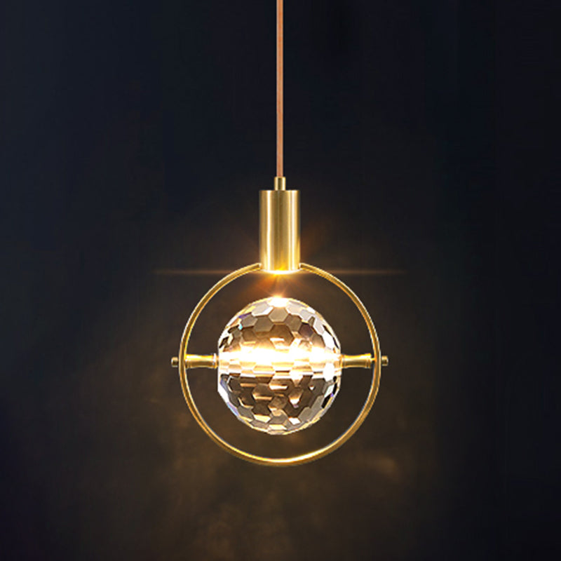 Geometrieform Kristall Anhänger Licht moderner Stil 1 Licht hängende Leuchte in Gold