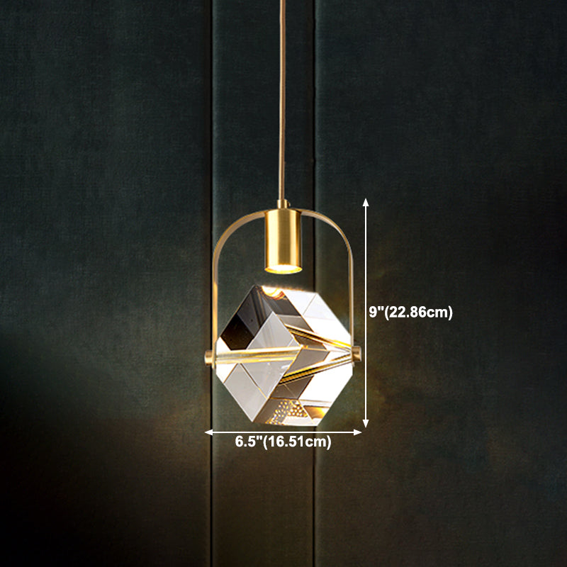 Geometrieform Kristall Anhänger Licht moderner Stil 1 Licht hängende Leuchte in Gold