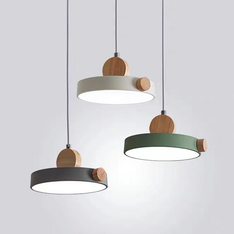 Modern Style Round Down Lighting Wood Multi Lights Hanging Ceiling Lights