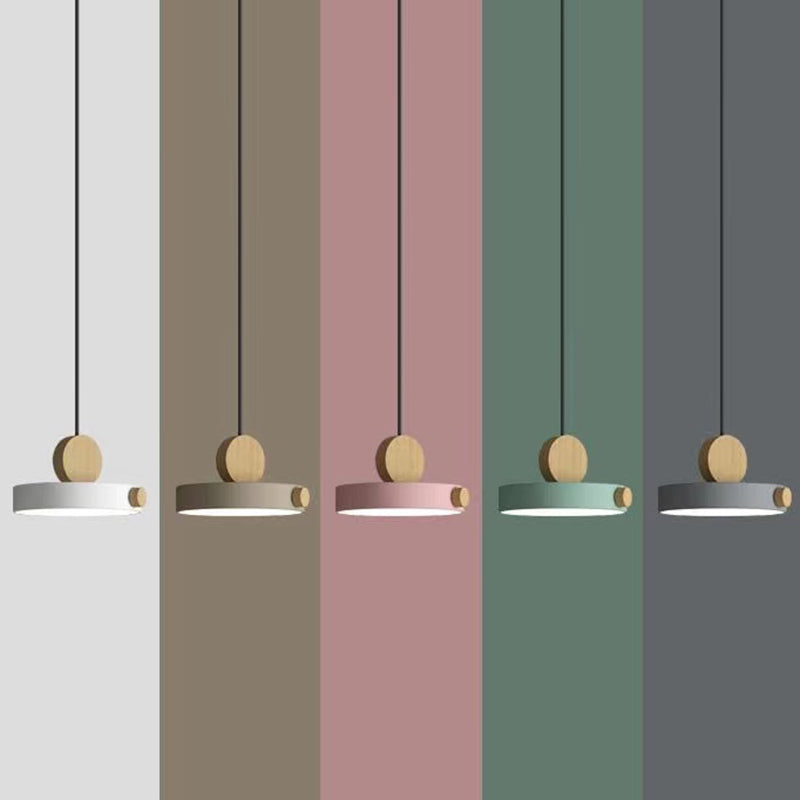 Modern Style Round Down Lighting Wood Multi Lights Hanging Ceiling Lights