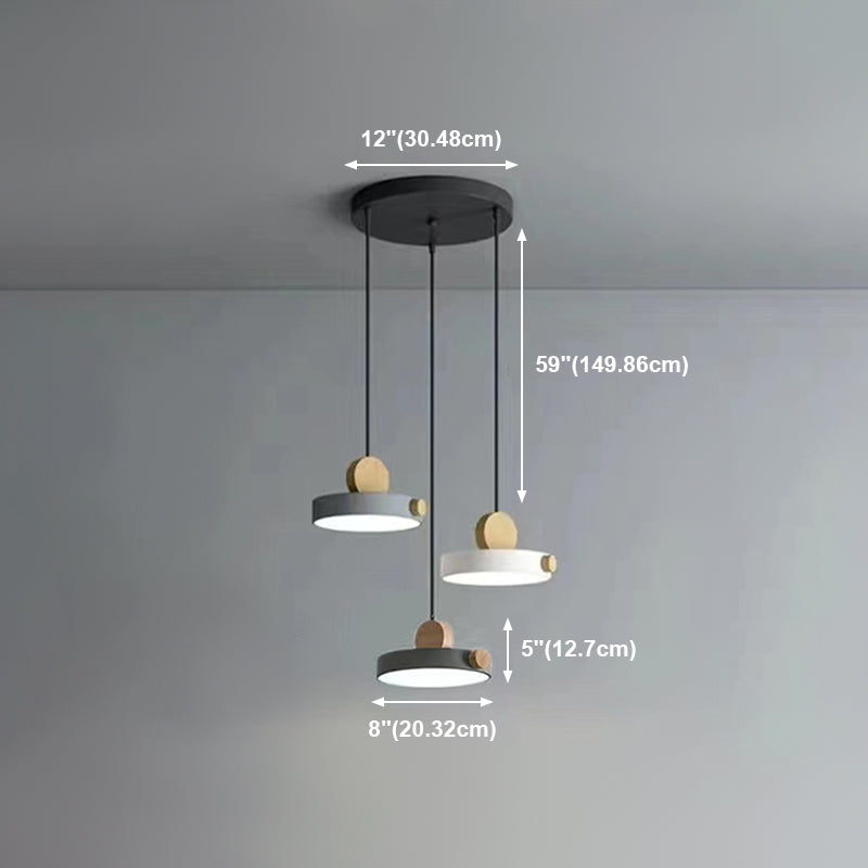 Modern Style Round Down Lighting Wood Multi Lights Hanging Ceiling Lights