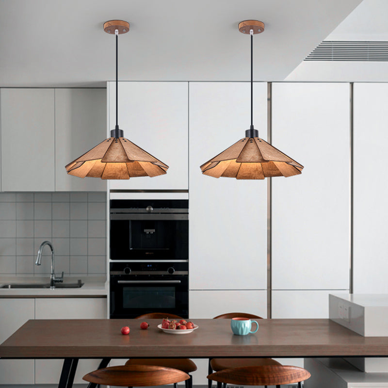 Moderne stijl geometrische down verlichting hout 1 lichte hangende lamp voor eetkamer