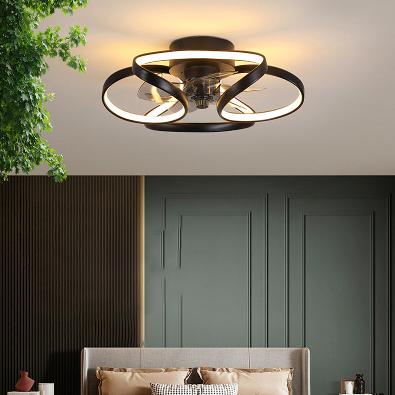 Contemporary Linear LED Ceiling Fan Light Simple Flush Mount Light for Living Room