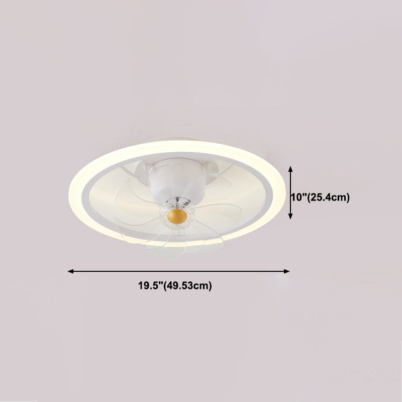 Metal Circle Ceiling Fan Light Modern Style LED Ceiling Light Fixture for Bedroom