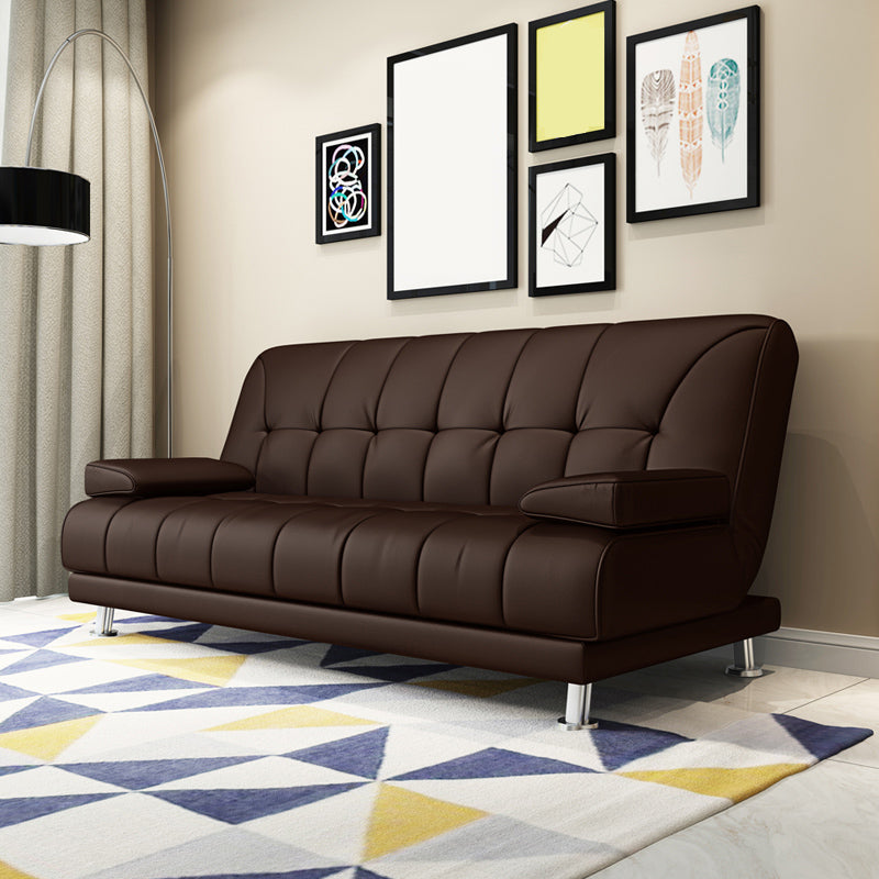 Faux Leather Pillow Top Arm Loveseat with Foldable and Wear-resisting for Living Room