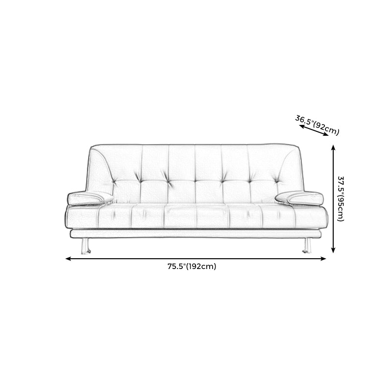 Faux Leather Pillow Top Arm Loveseat with Foldable and Wear-resisting for Living Room