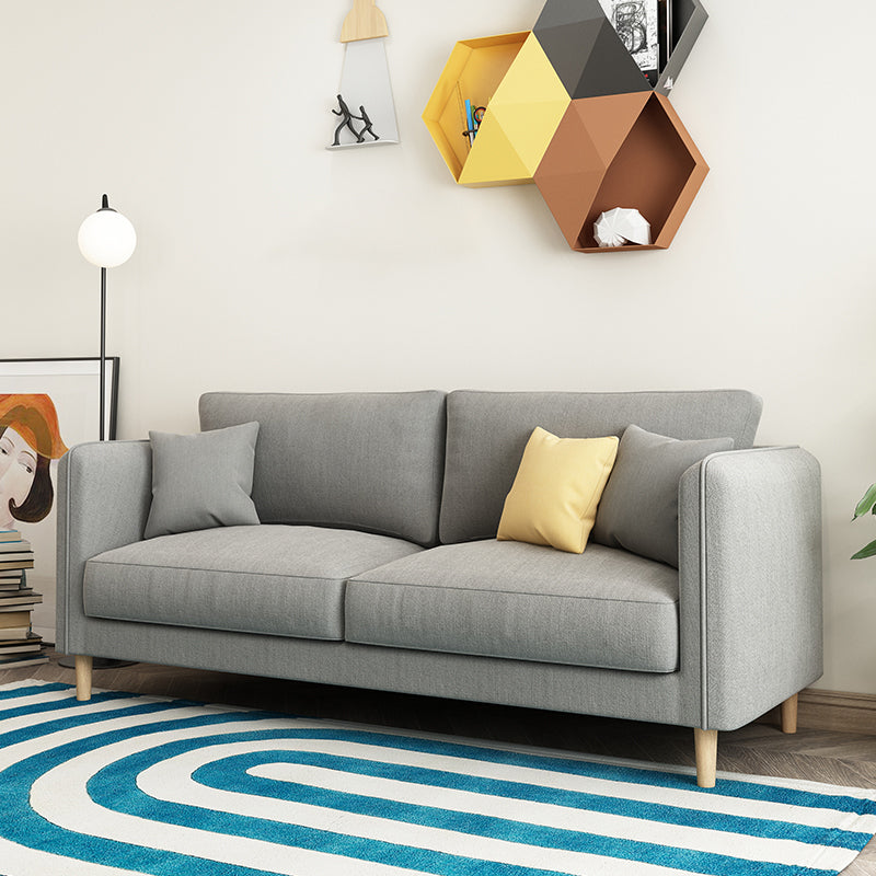 Scandinavian Loose Back Sofa 3-Seat Slipcovered Linen Square Arm Sofa