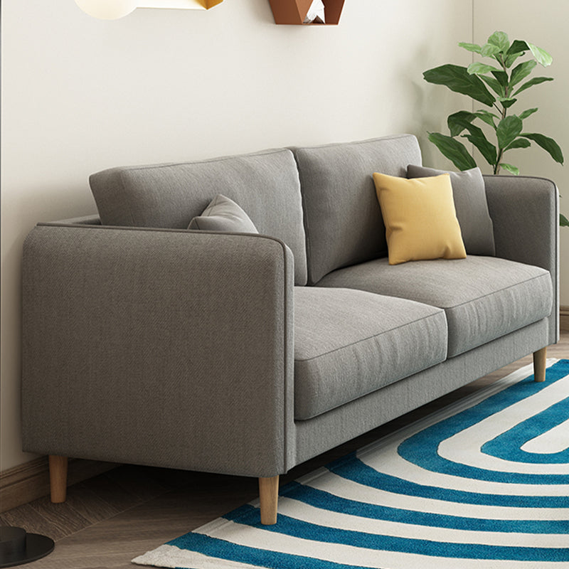 Scandinavian Loose Back Sofa 3-Seat Slipcovered Linen Square Arm Sofa