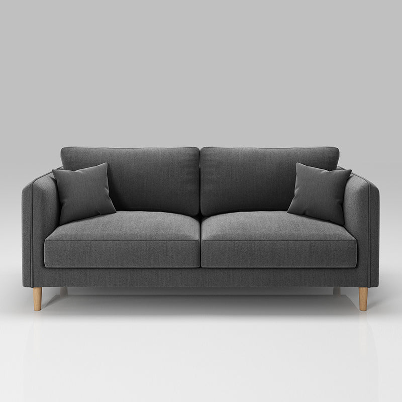 Scandinavian Loose Back Sofa 3-Seat Slipcovered Linen Square Arm Sofa