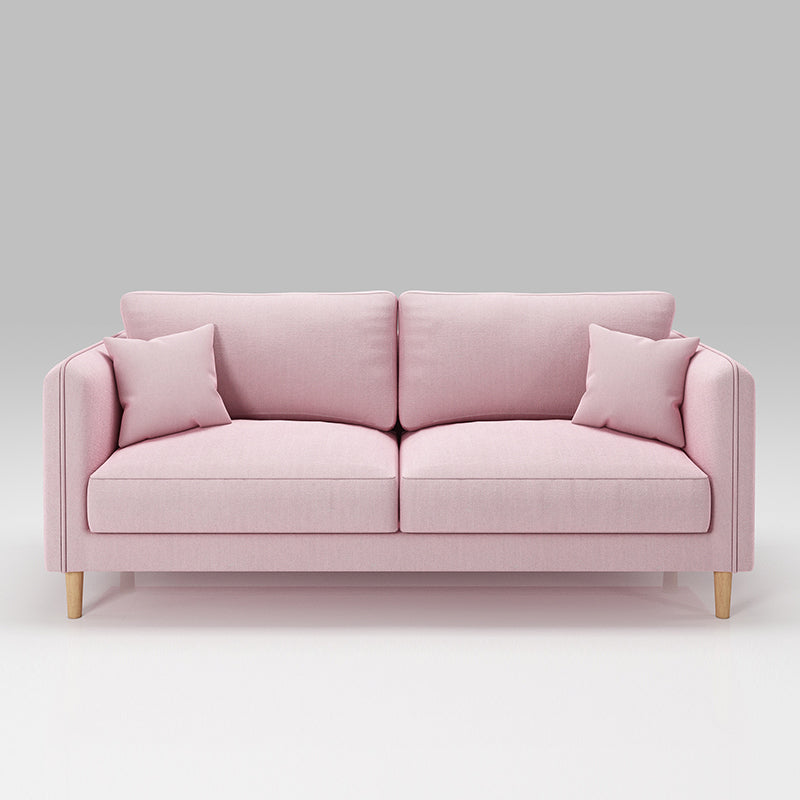 Scandinavian Loose Back Sofa 3-Seat Slipcovered Linen Square Arm Sofa