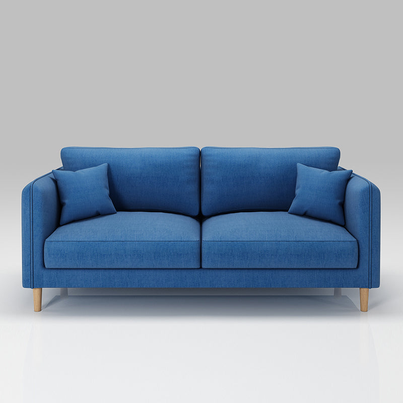 Scandinavian Loose Back Sofa 3-Seat Slipcovered Linen Square Arm Sofa