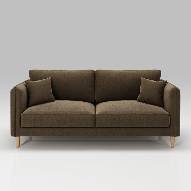 Scandinavian Loose Back Sofa 3-Seat Slipcovered Linen Square Arm Sofa