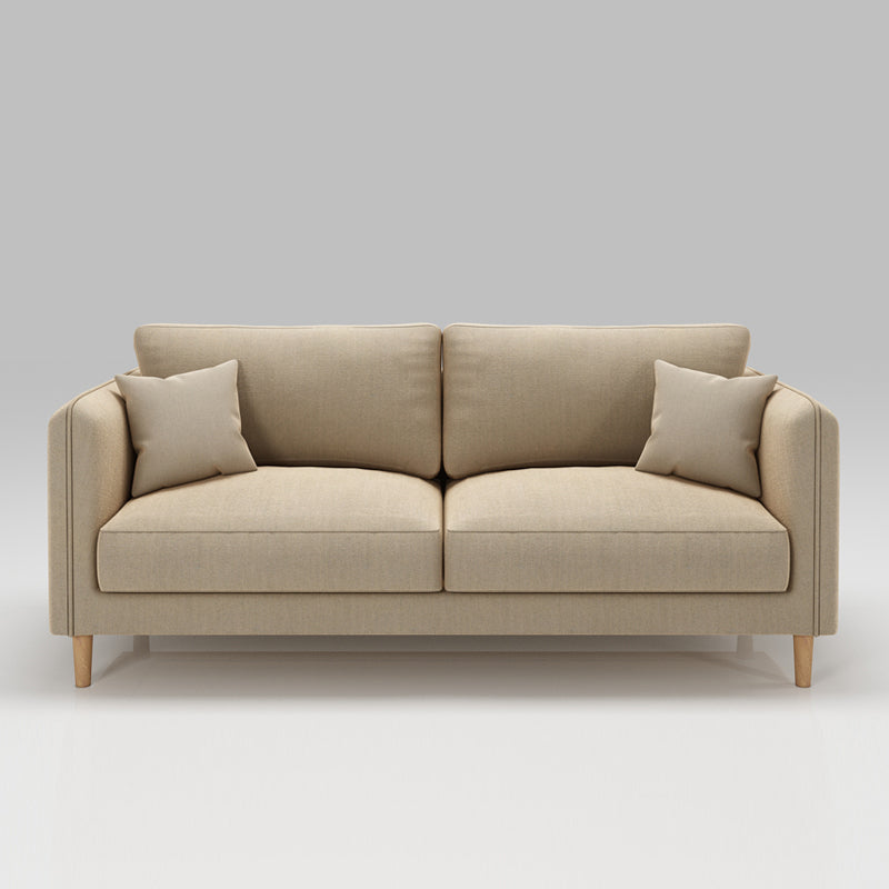 Scandinavian Loose Back Sofa 3-Seat Slipcovered Linen Square Arm Sofa