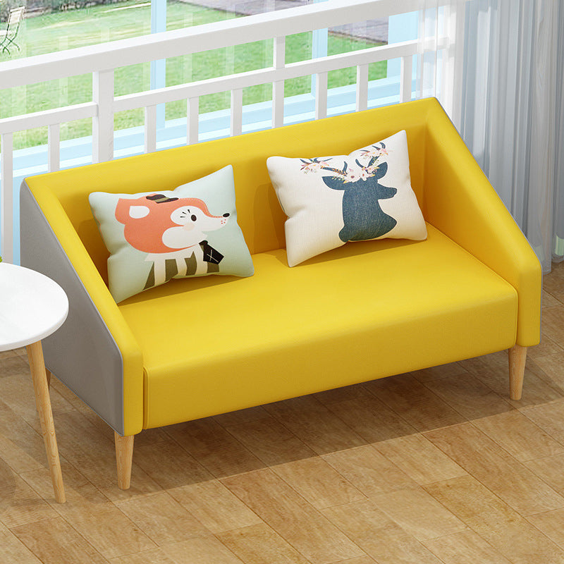 Contemporary Faux Leather Cotton Blend Sofa with Wooden Based