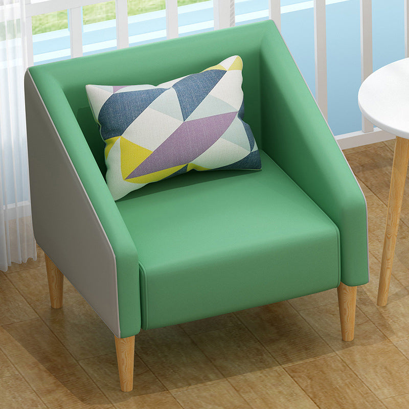 Contemporary Faux Leather Cotton Blend Sofa with Wooden Based