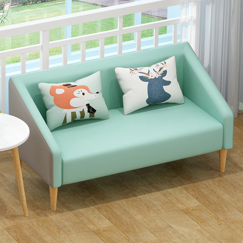 Contemporary Faux Leather Cotton Blend Sofa with Wooden Based