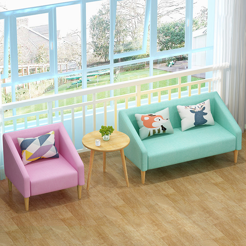 Contemporary Faux Leather Cotton Blend Sofa with Wooden Based