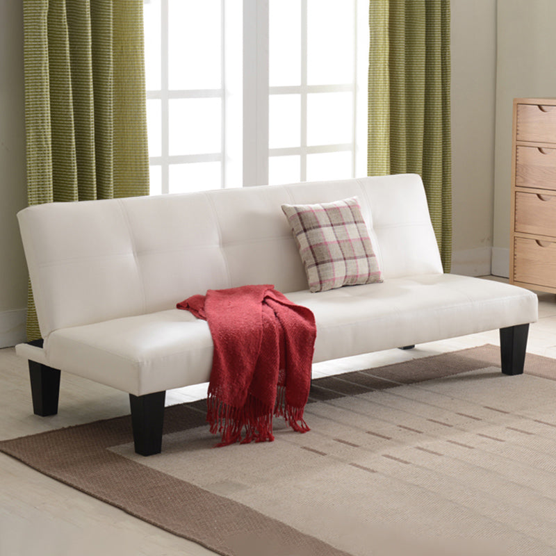 Modern Biscuit Back Faux Leather Sofa with Foldable and Wear-resisting