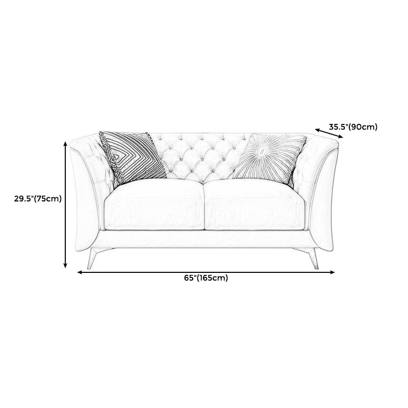 Modern Style Evagged Armrest Latex/sponge Padded Tufted Back Base Sofa