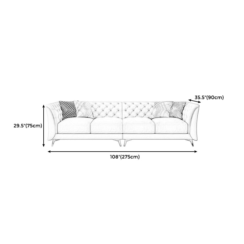 Modern Style Evagged Armrest Latex/sponge Padded Tufted Back Base Sofa