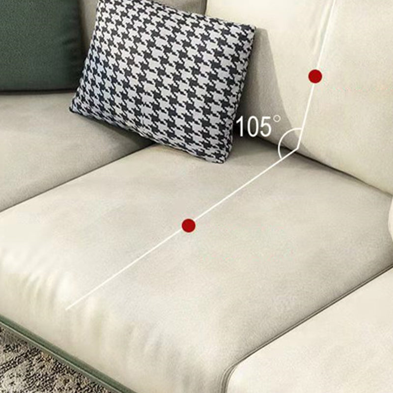 Imitation Leather Sofa with Pillow Back Square Armrest Latex Seat Filled with Wood