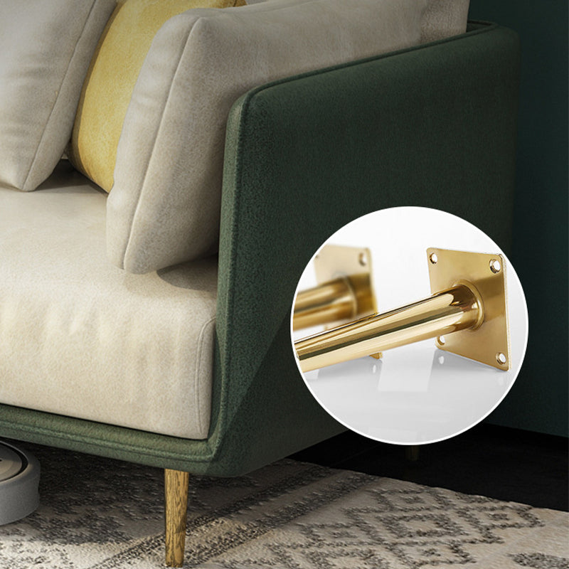 Imitation Leather Sofa with Pillow Back Square Armrest Latex Seat Filled with Wood