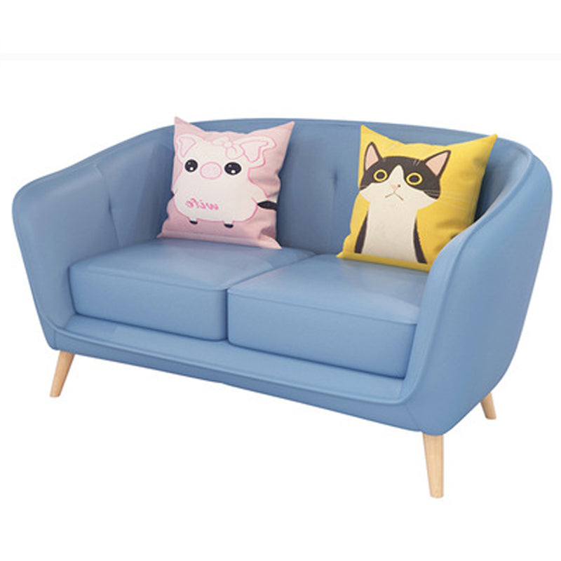 Modern Faux Leather Tufted Back Curved Loveseat Sofa with 1/2 seat