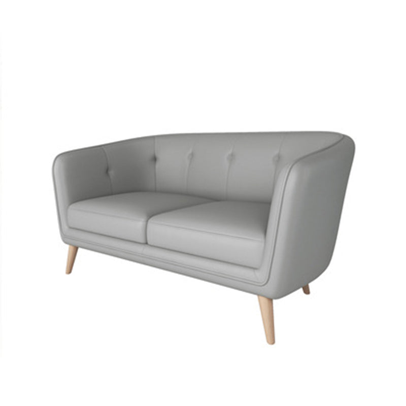 Modern Faux Leather Tufted Back Curved Loveseat Sofa with 1/2 seat