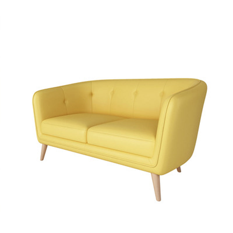 Modern Faux Leather Tufted Back Curved Loveseat Sofa with 1/2 seat