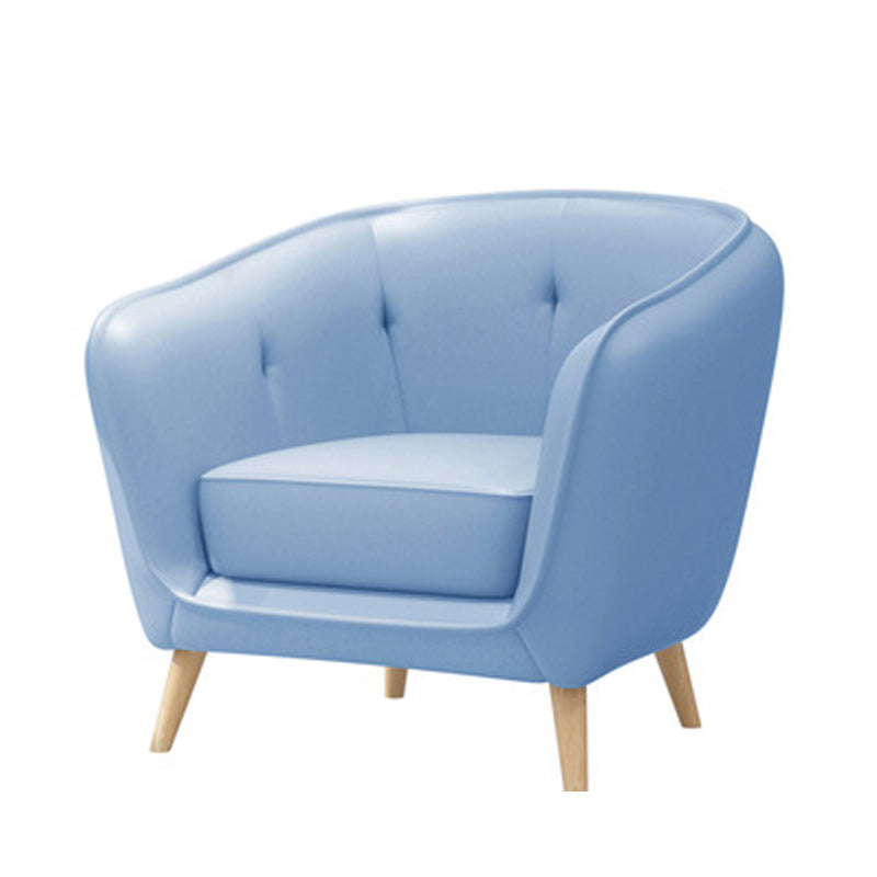 Modern Faux Leather Tufted Back Curved Loveseat Sofa with 1/2 seat