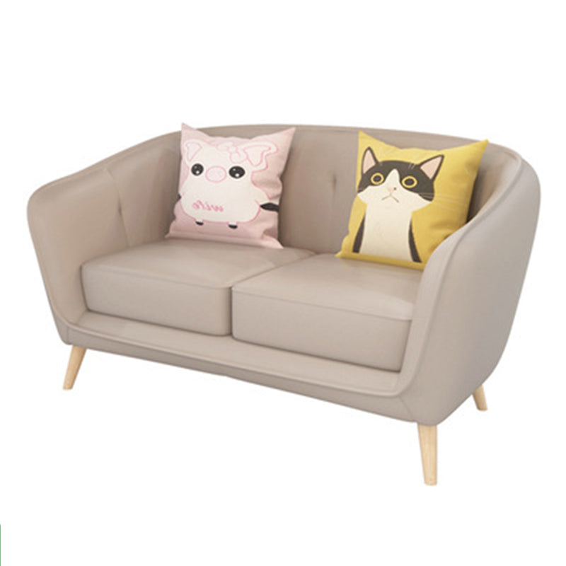 Modern Faux Leather Tufted Back Curved Loveseat Sofa with 1/2 seat