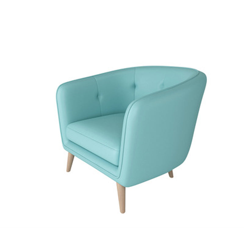 Modern Faux Leather Tufted Back Curved Loveseat Sofa with 1/2 seat