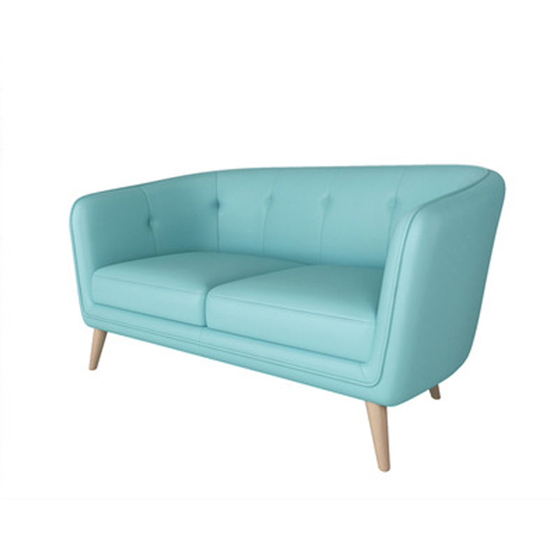 Modern Faux Leather Tufted Back Curved Loveseat Sofa with 1/2 seat