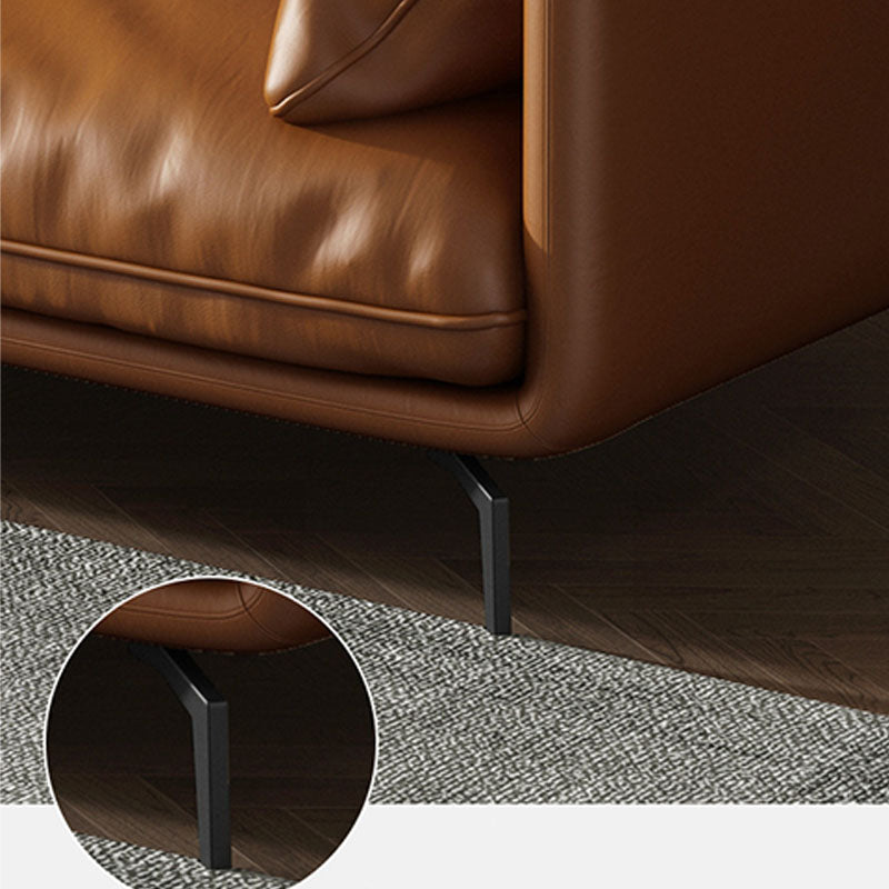 Canapé orange avec oreiller dos et siège éponge rempli de cuir en bois / cuir d'imitation