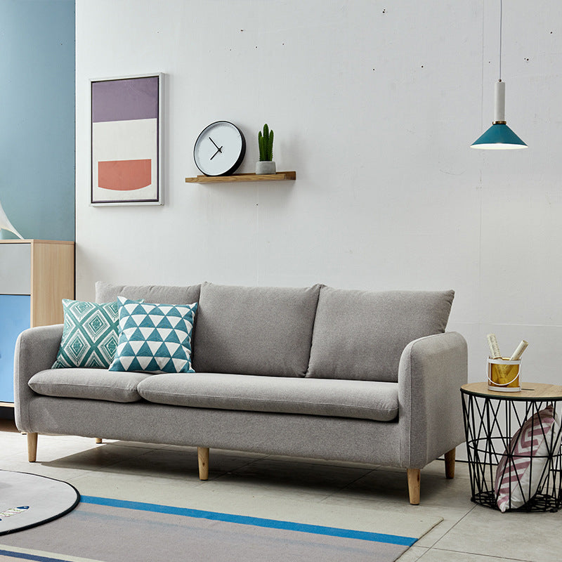 3-seater Standard Modern Wood Legs Sofa Cushions Square Arm Sofa